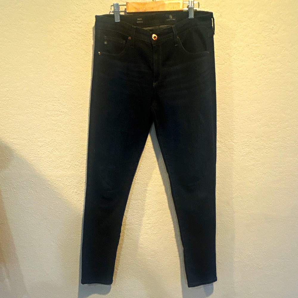 AG Adriano Goldschmied Women's Cigarette Blue Stretch Mid-Rise 5-Pocket Jeans